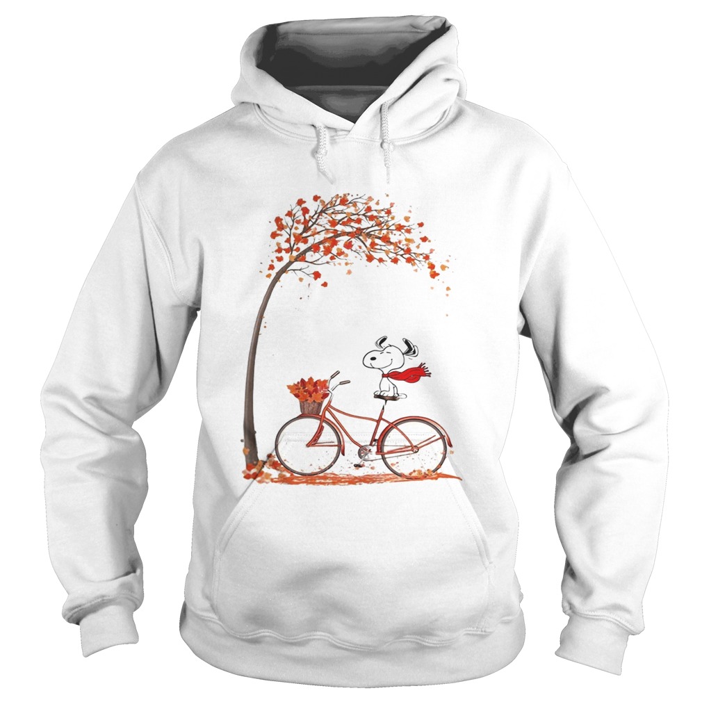 Snoopy riding bicycle autumn leaf tree Hoodie