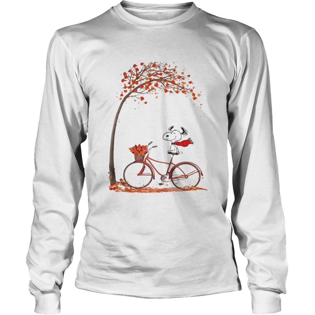 Snoopy riding bicycle autumn leaf tree LongSleeve
