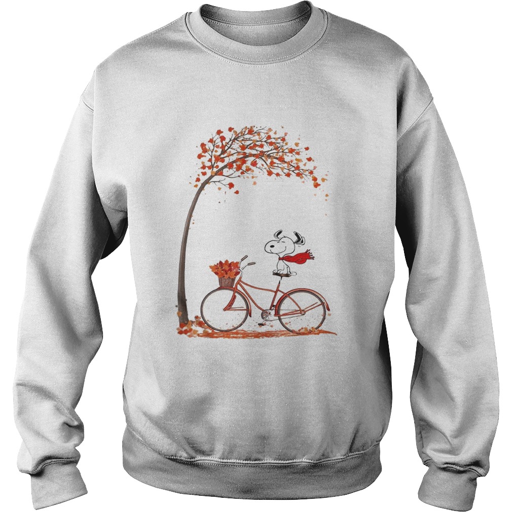 Snoopy riding bicycle autumn leaf tree Sweatshirt