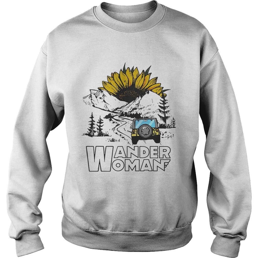 Sunflower camping jeep wander woman Sweatshirt