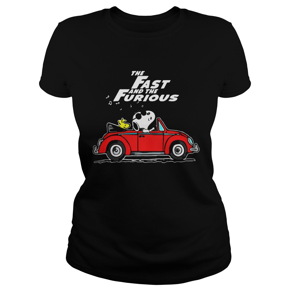 The Fast And The Furious Hobbs And Shaw Parody Snoopy And Woodstock Driving Red Car Shirts Classic Ladies