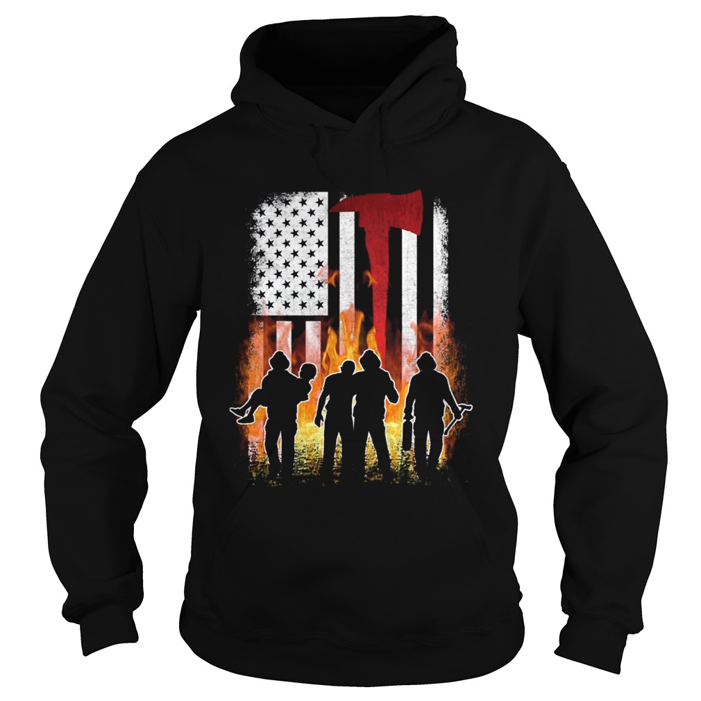 Thin Red Line Shirt Firefighter American Flag Axe TShirt Hoodie
