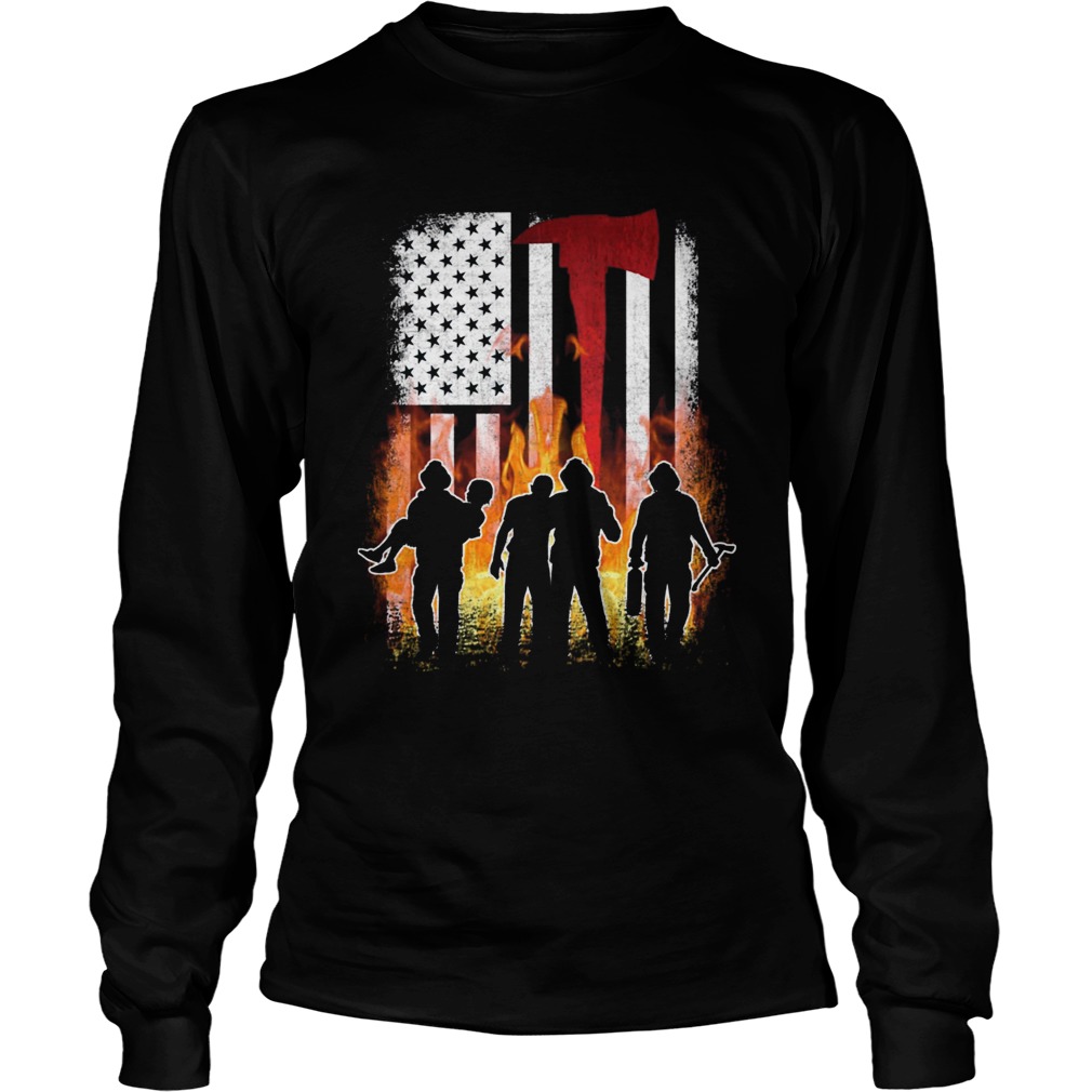 Thin Red Line Shirt Firefighter American Flag Axe TShirt LongSleeve
