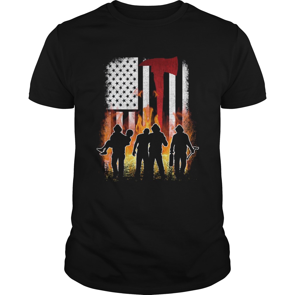 Thin Red Line Shirt Firefighter American Flag Axe TShirt