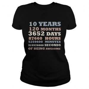 Years Old 10th Birthday Vintage Retro T Shirt 120 Months Ladies Tee