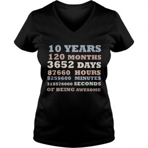 Years Old 10th Birthday Vintage Retro T Shirt 120 Months Ladies Vneck