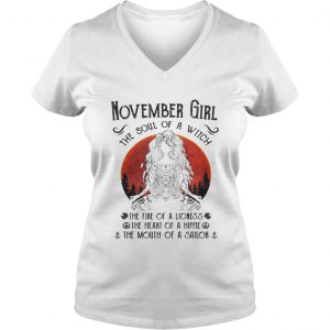Yoga november girl the soul of a witch the fire of a lioness Ladies Vneck