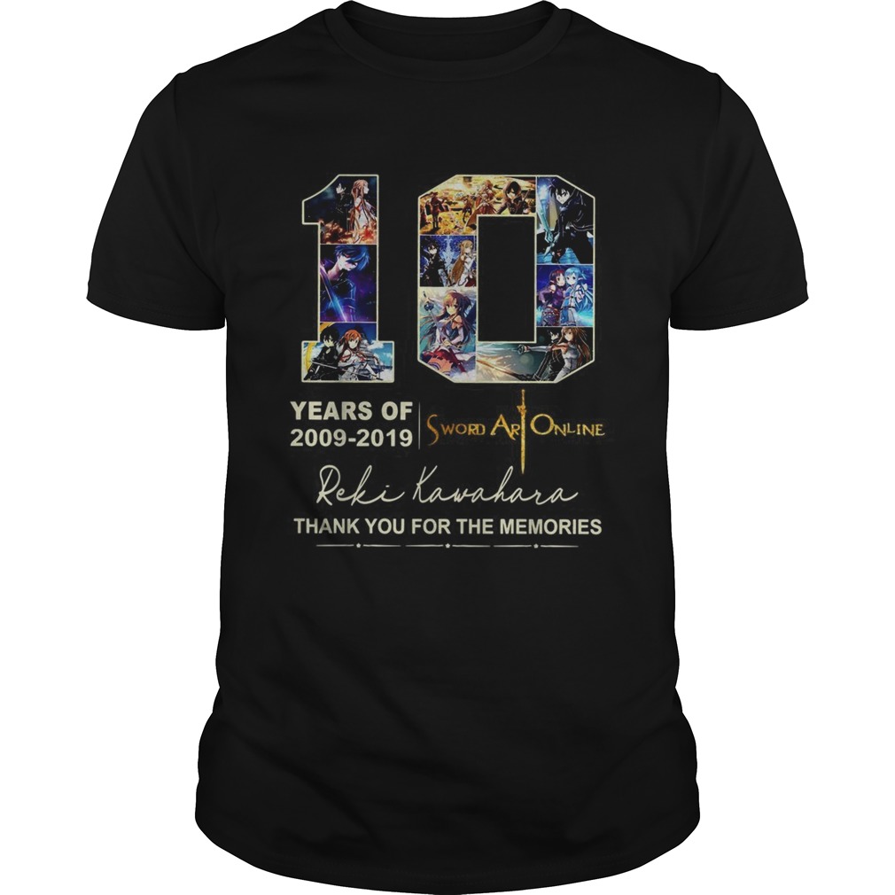 10 years of 2009 2019 Sword Art Online thank you for the memories shirt