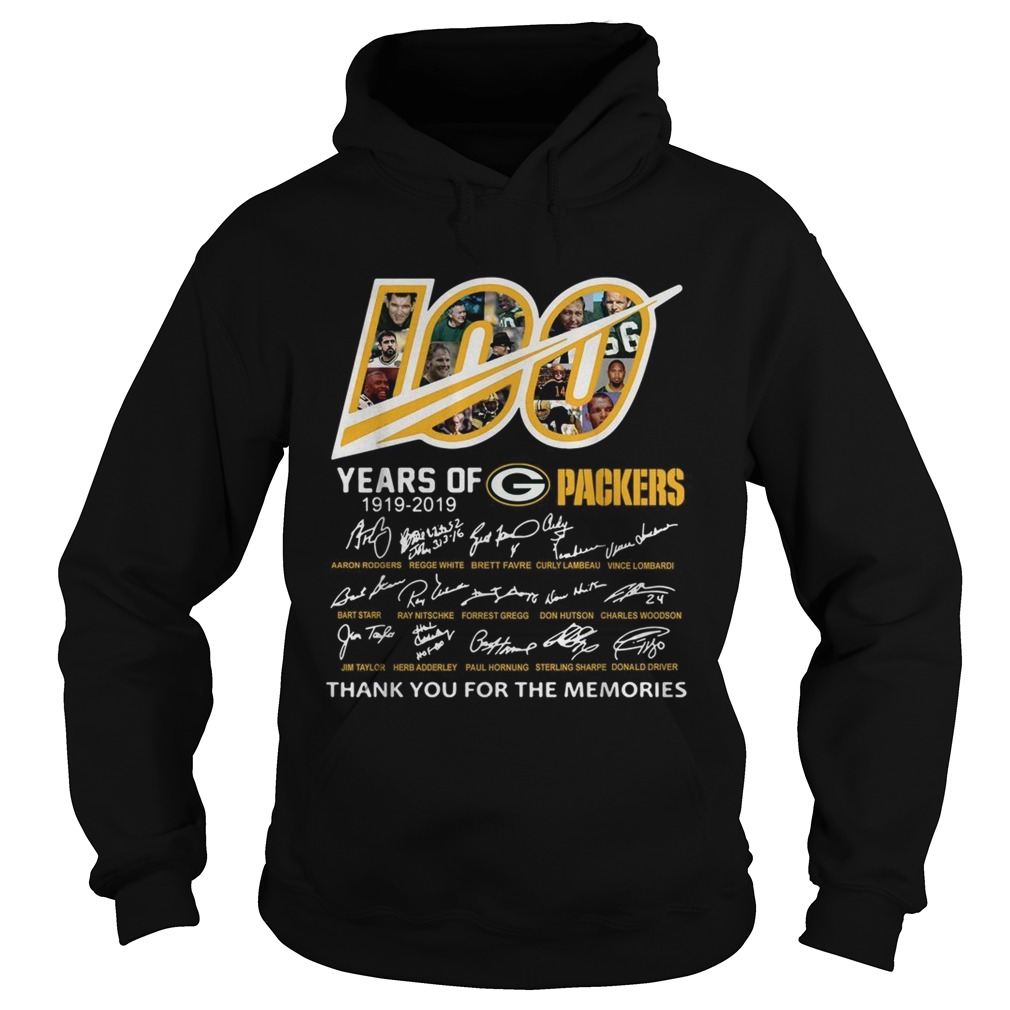 100 Years of Green Bay Packers 19192019 signatures Hoodie