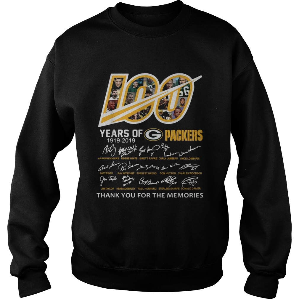 100 Years of Green Bay Packers 19192019 signatures Sweatshirt