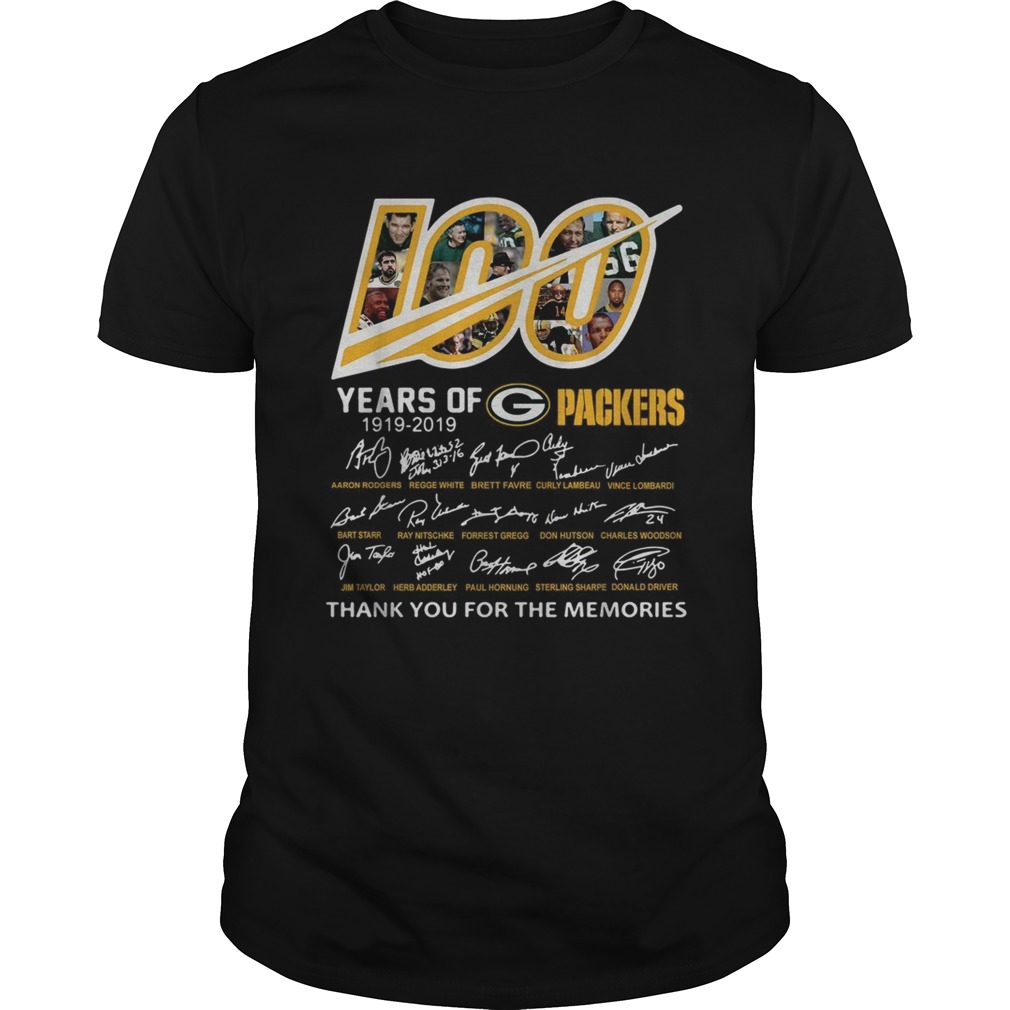 100 Years of Green Bay Packers 1919-2019 signatures shirt