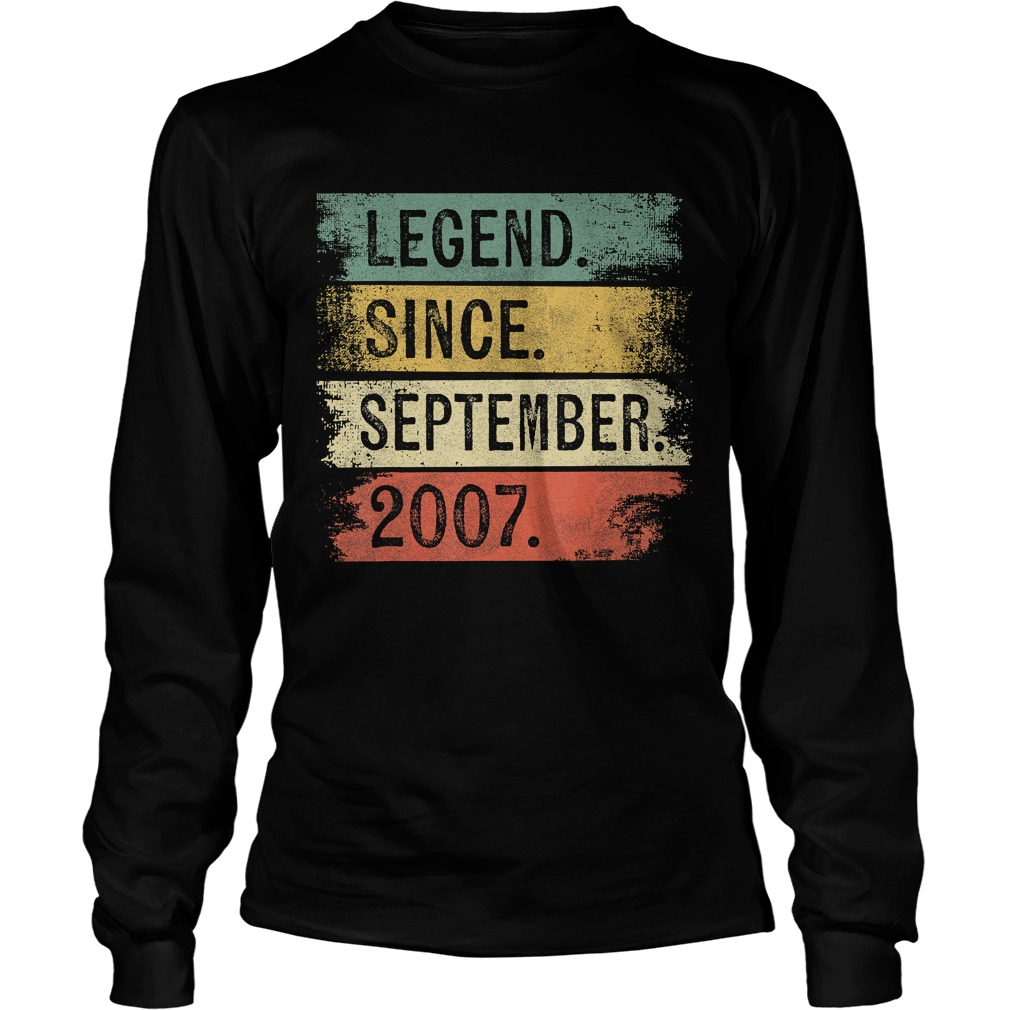 1568289104Legend Since September 2007 12th Birthday Gifts 12 Year Old T-Shirt LongSleeve