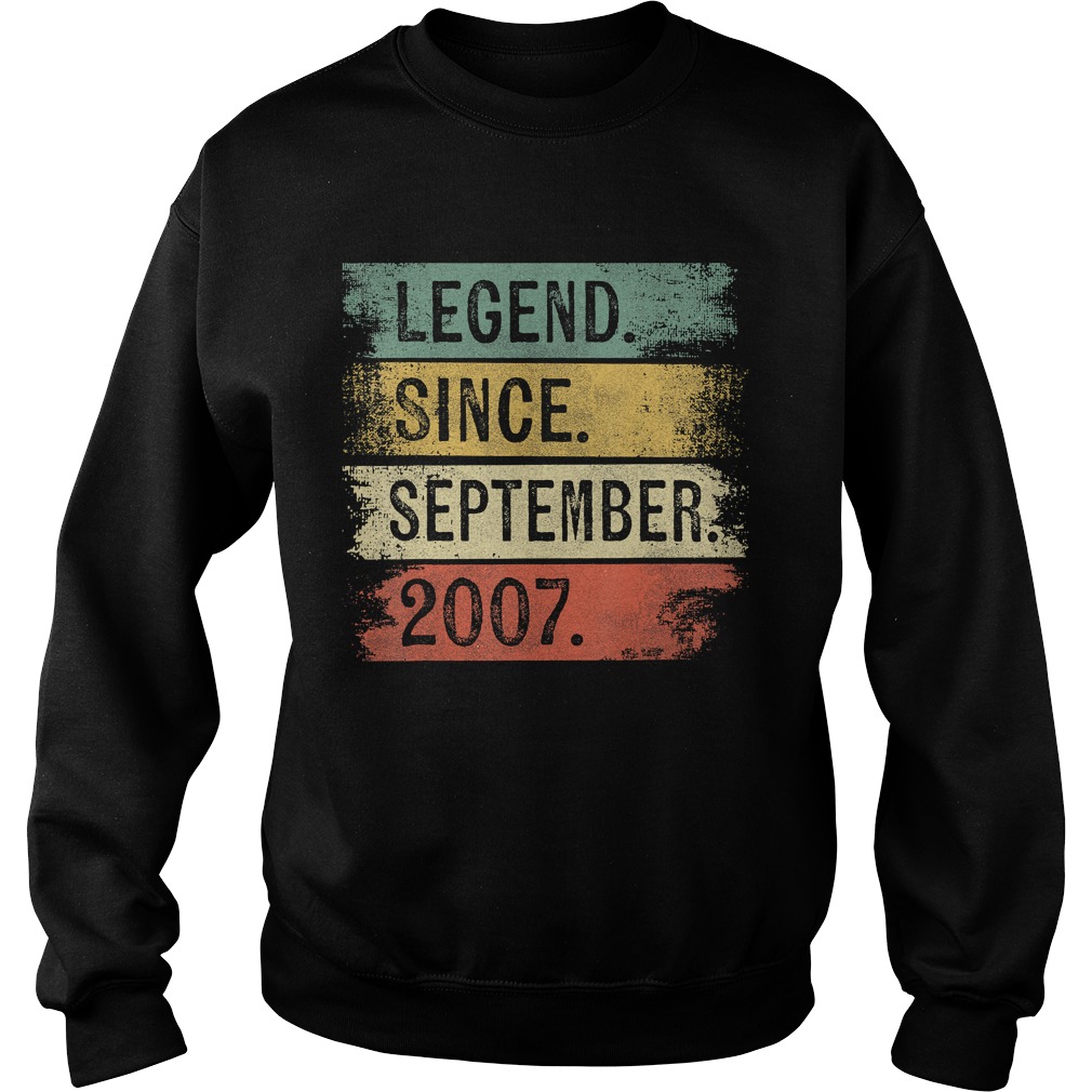 1568289104Legend Since September 2007 12th Birthday Gifts 12 Year Old T-Shirt Sweatshirt