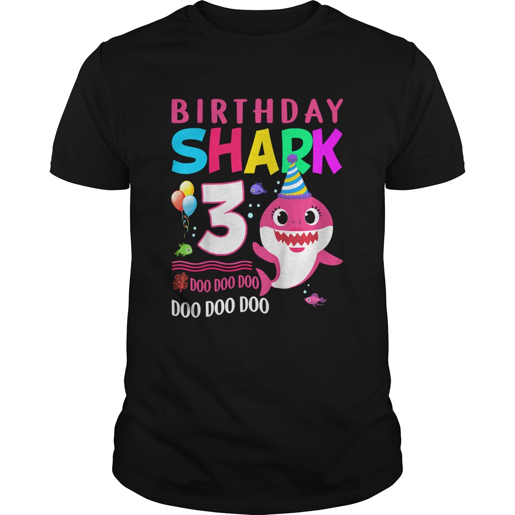 Kids Baby Shark 3 Years Old 3rd Birthday Doo Doo Shirt