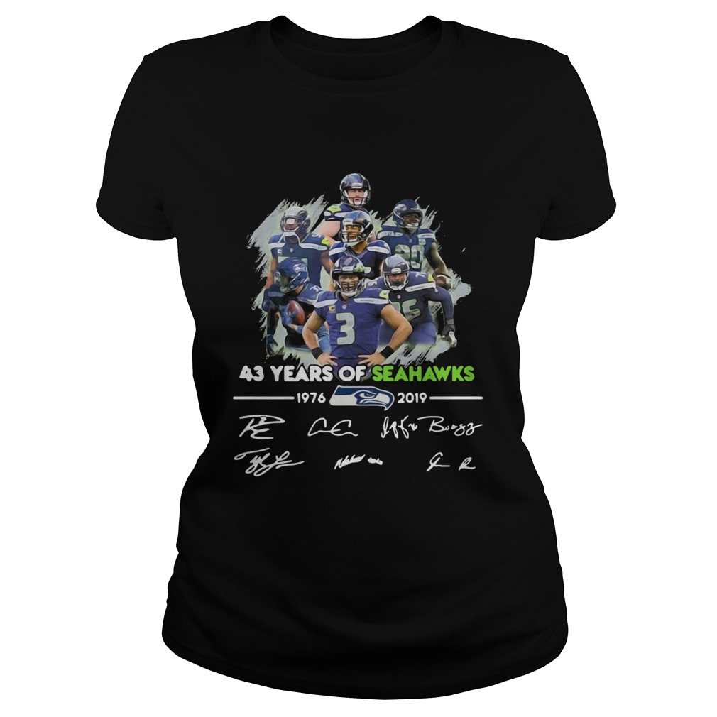 43 Years of Seattle Seahawks 19762019 signatures Classic Ladies