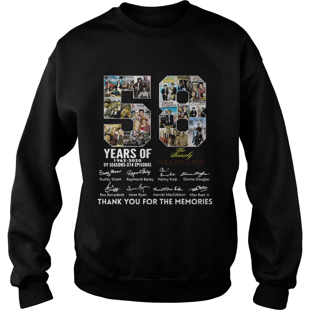 58 Years of The Beverly Hillbillies 1962 2020 thank you for the memories Sweatshirt