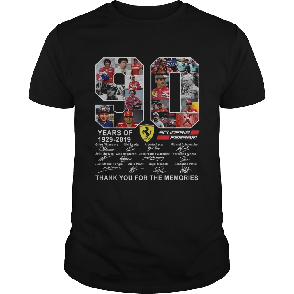 90 years of Scuderia Ferrari thank you for the memories shirt