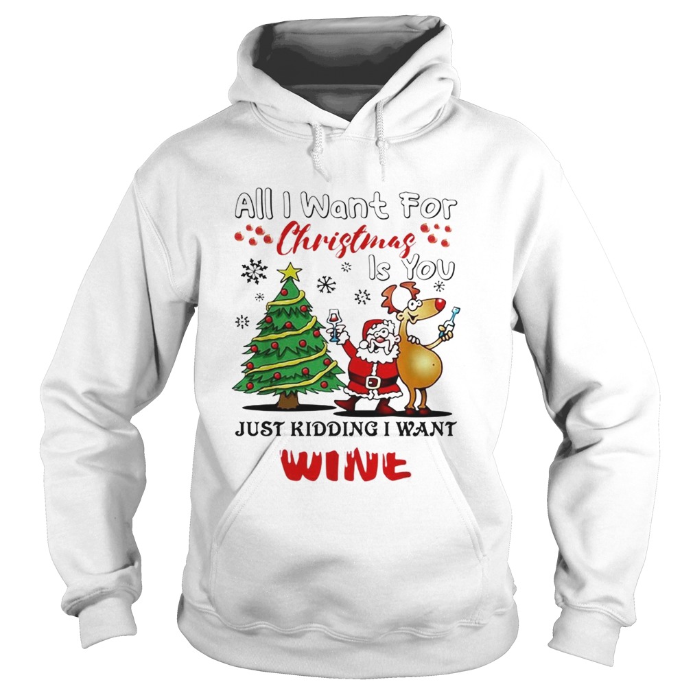All I want for Christmas is you just kidding I want wine Hoodie