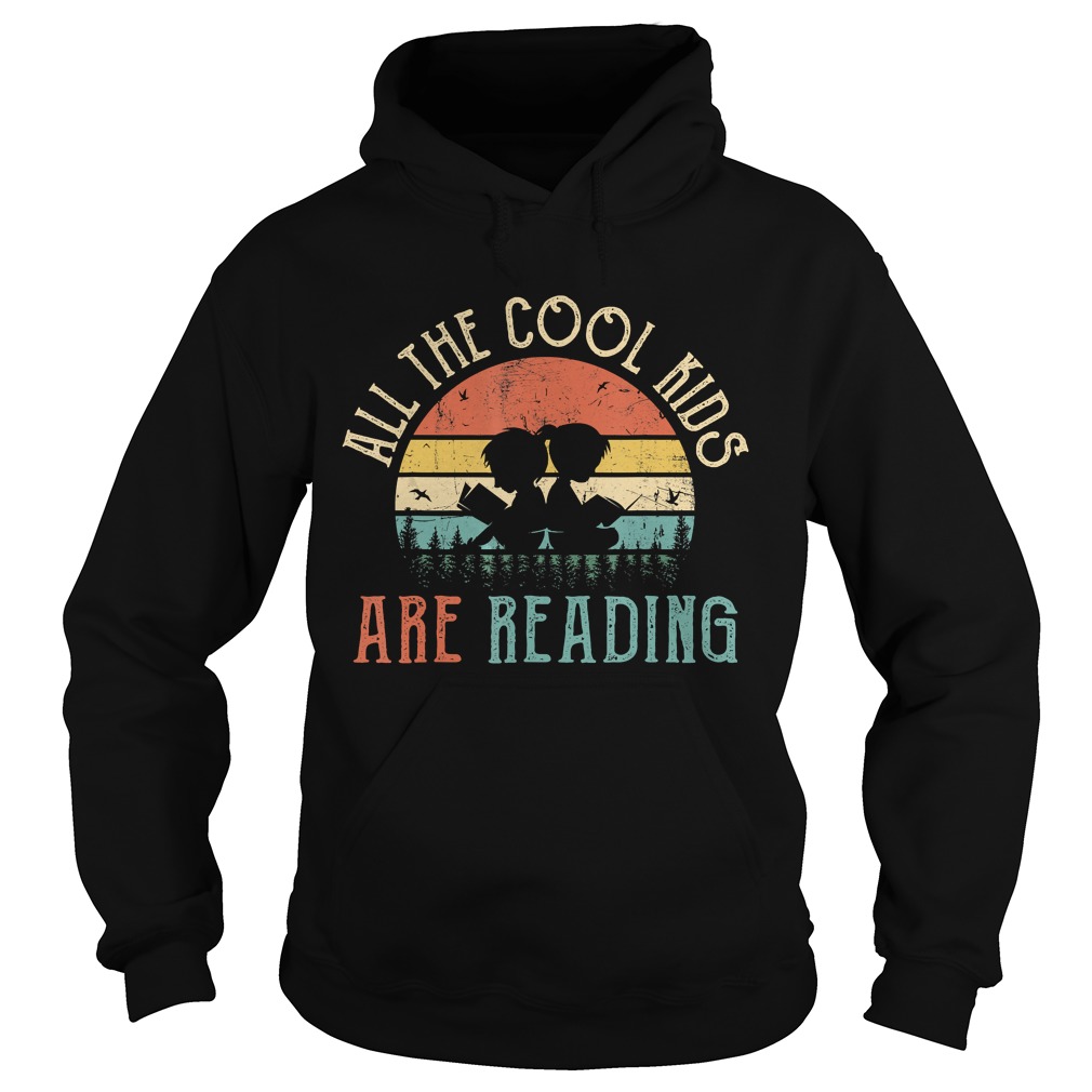 All the Cool Kids are Reading Book Vintage Reto Sunset TShirt Hoodie