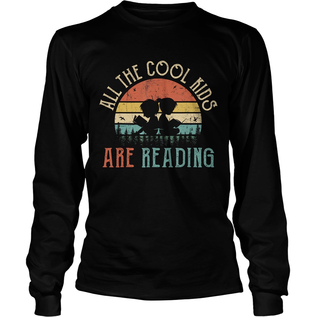 All the Cool Kids are Reading Book Vintage Reto Sunset TShirt LongSleeve