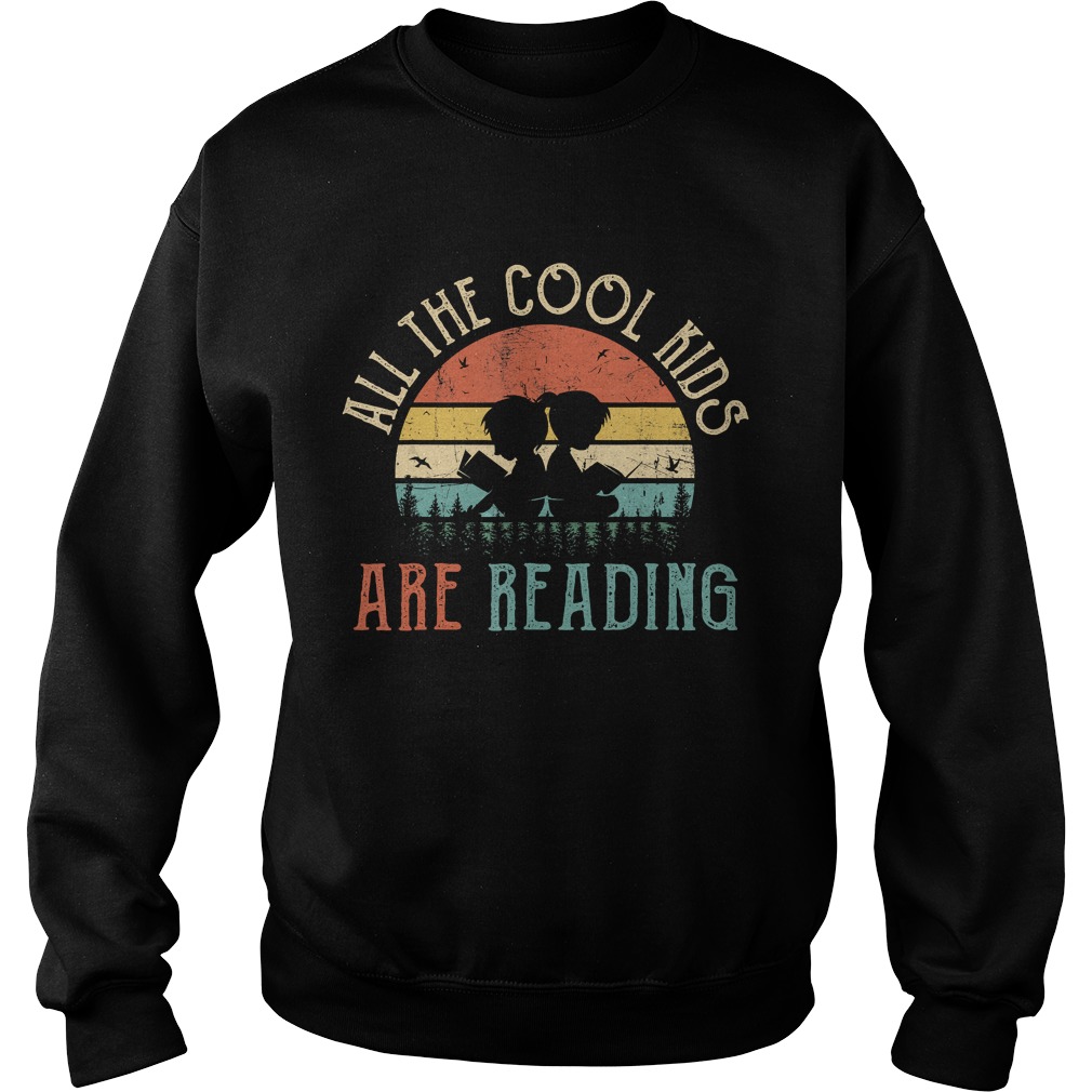 All the Cool Kids are Reading Book Vintage Reto Sunset TShirt Sweatshirt