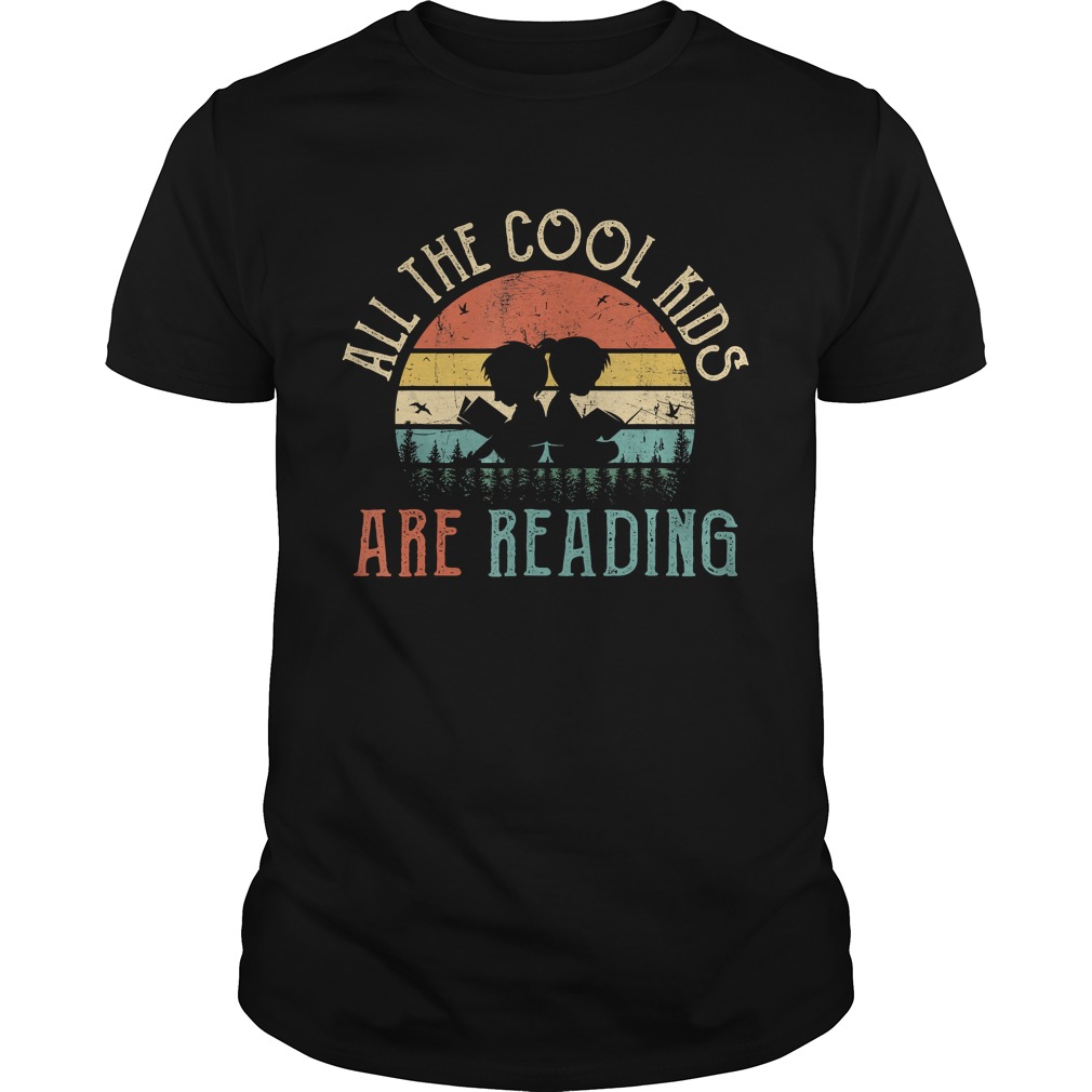 All the Cool Kids are Reading Book Vintage Reto Sunset TShirt