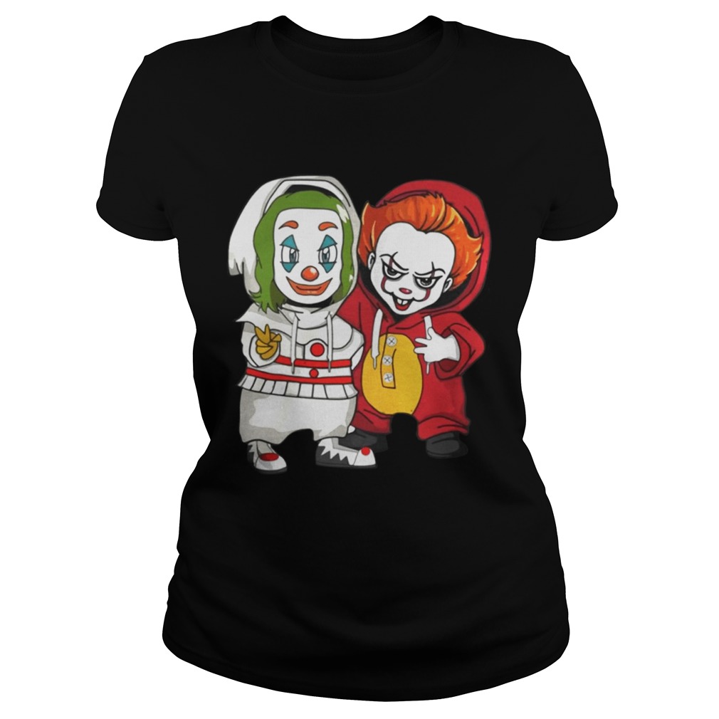 Baby Joker And Pennywise Horror Movies Characters Halloween Shirt Classic Ladies
