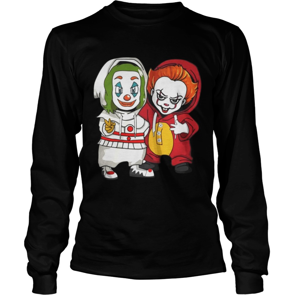 Baby Joker And Pennywise Horror Movies Characters Halloween Shirt LongSleeve