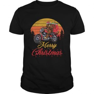 Bigfoot Santa Riding Motorcycle Delivers Christmas Gifts TShirt Unisex