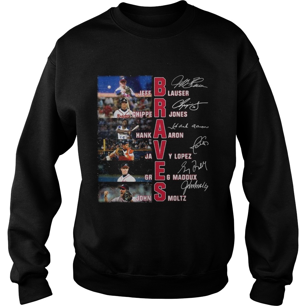 Braves Jeff Blauser Chipper Jones Hank Aaron signature Sweatshirt