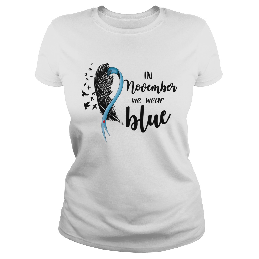 Breast cancer awareness bird in November we wear blue Classic Ladies