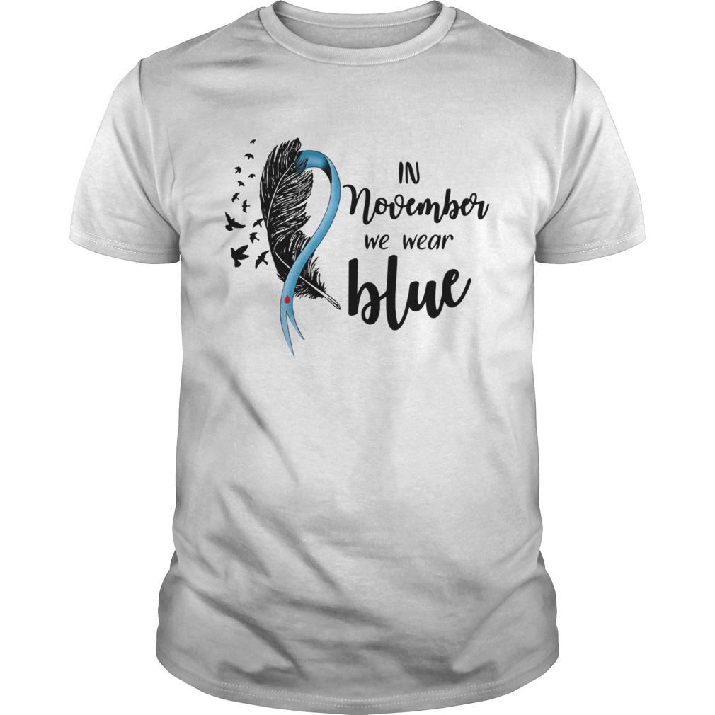 Breast cancer awareness bird in November we wear blue shirt
