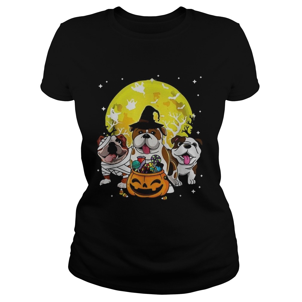 Bulldog mummy witch dog moon ghosts Halloween Classic Ladies