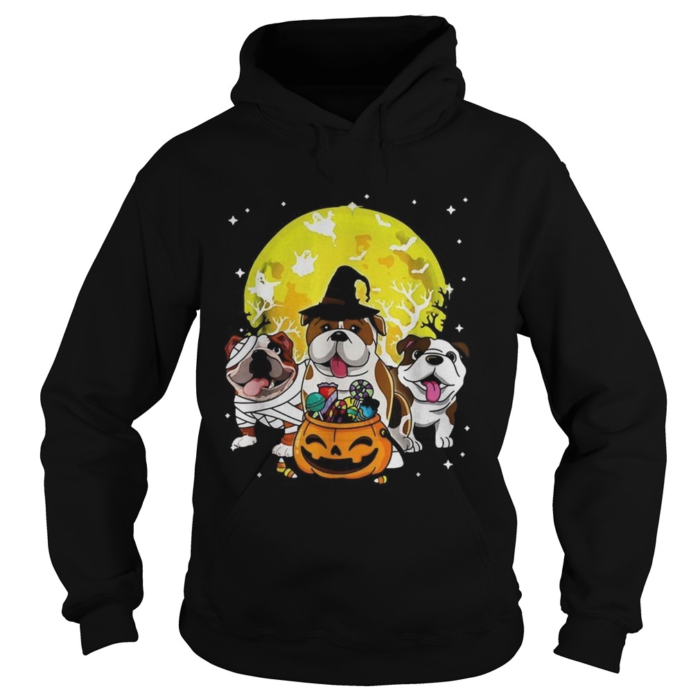 Bulldog mummy witch dog moon ghosts Halloween Hoodie