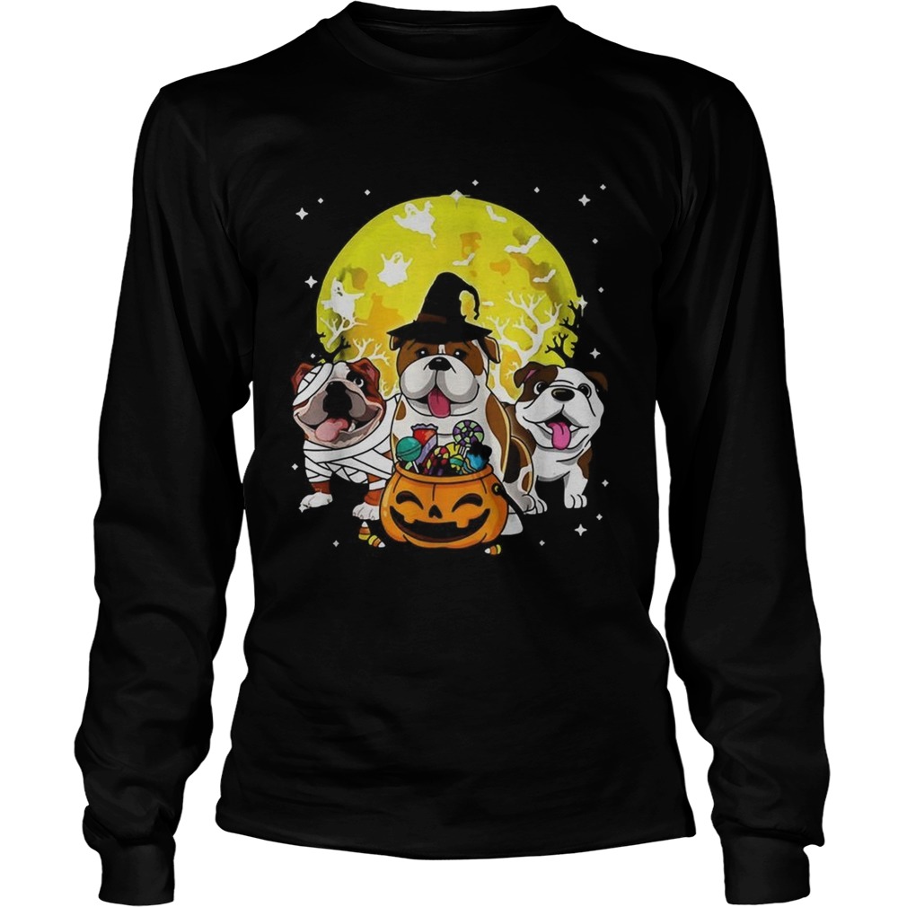 Bulldog mummy witch dog moon ghosts Halloween LongSleeve