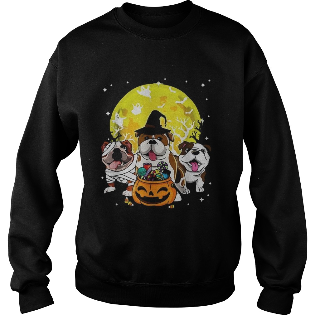 Bulldog mummy witch dog moon ghosts Halloween Sweatshirt