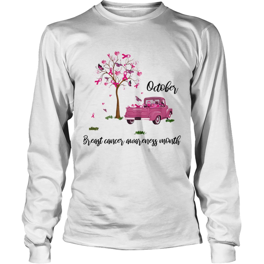 Car and tree October breast cancer awareness month LongSleeve