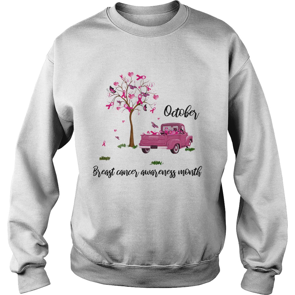 Car and tree October breast cancer awareness month Sweatshirt
