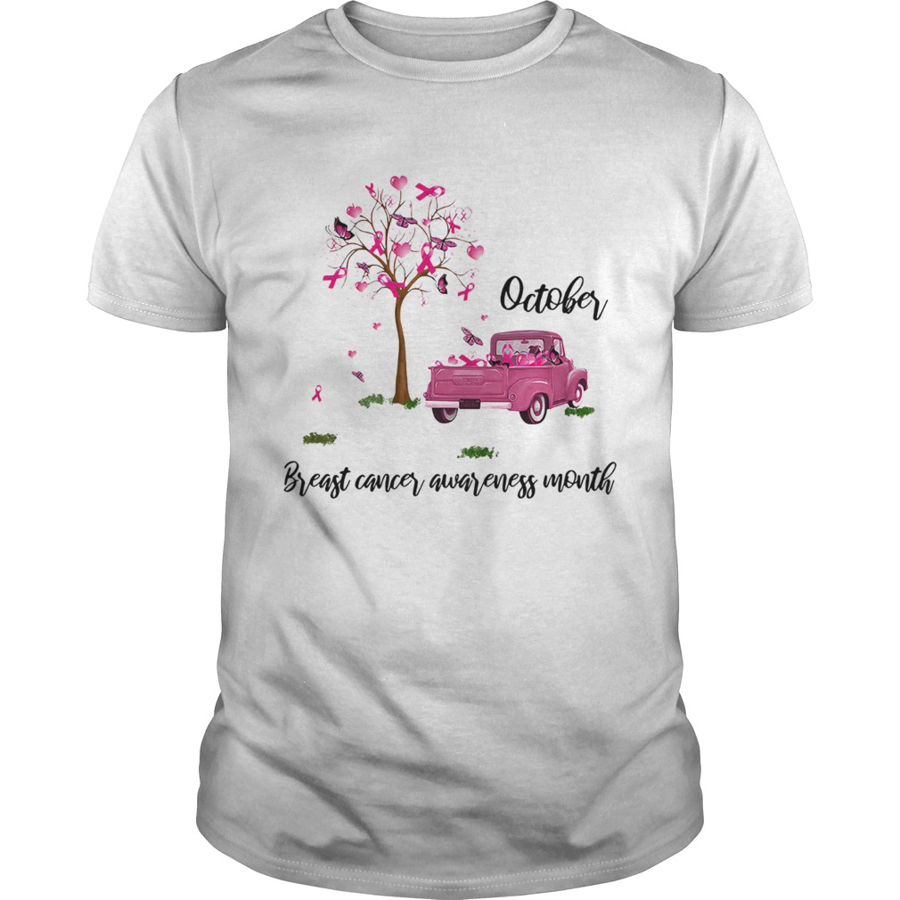 Car and tree October breast cancer awareness month shirt