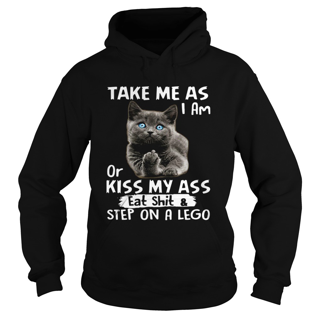 Cat Take me as I am or kiss my ass eat shitstep on a lego Hoodie