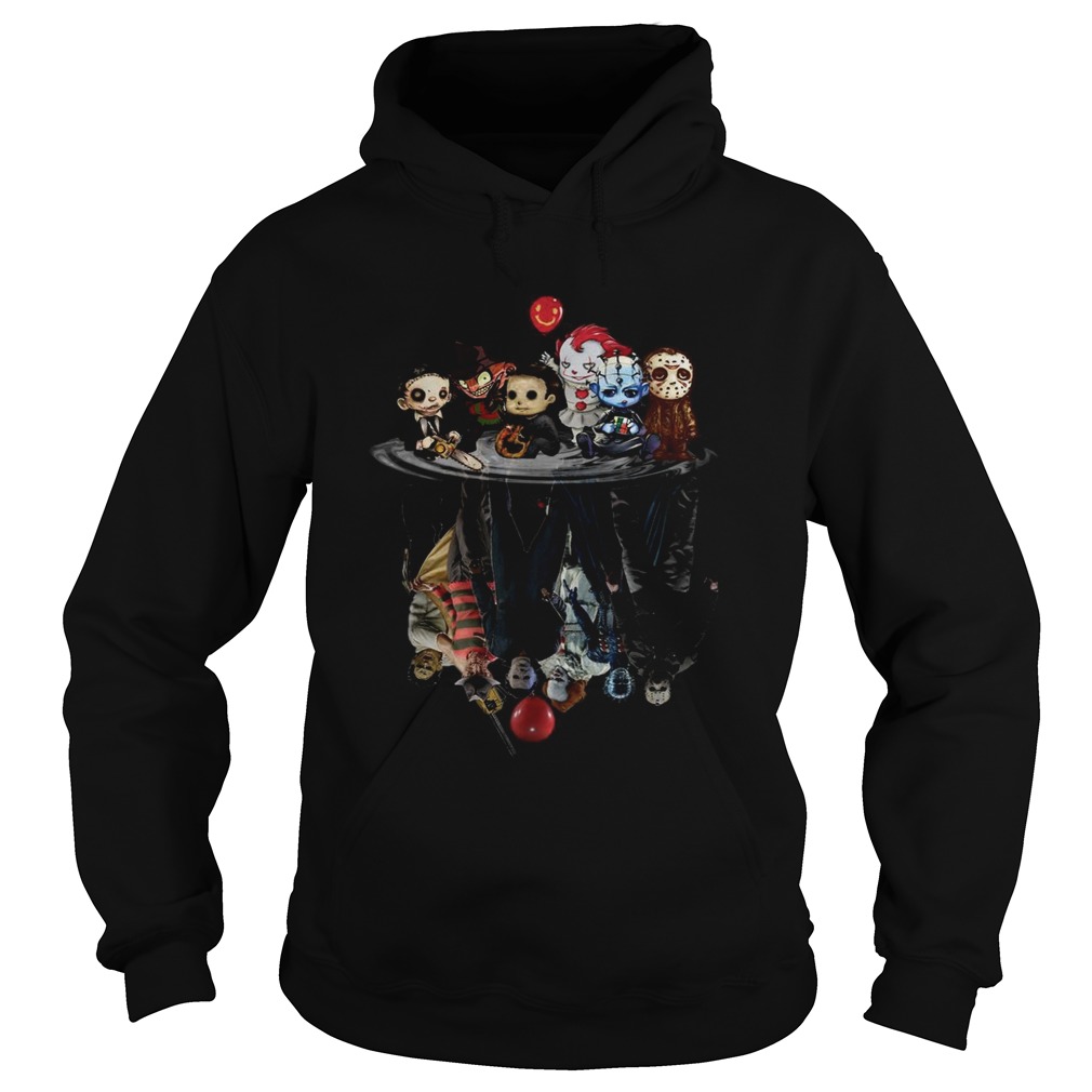 Chibi Horror Movies Characters Reflection Halloween Hoodie