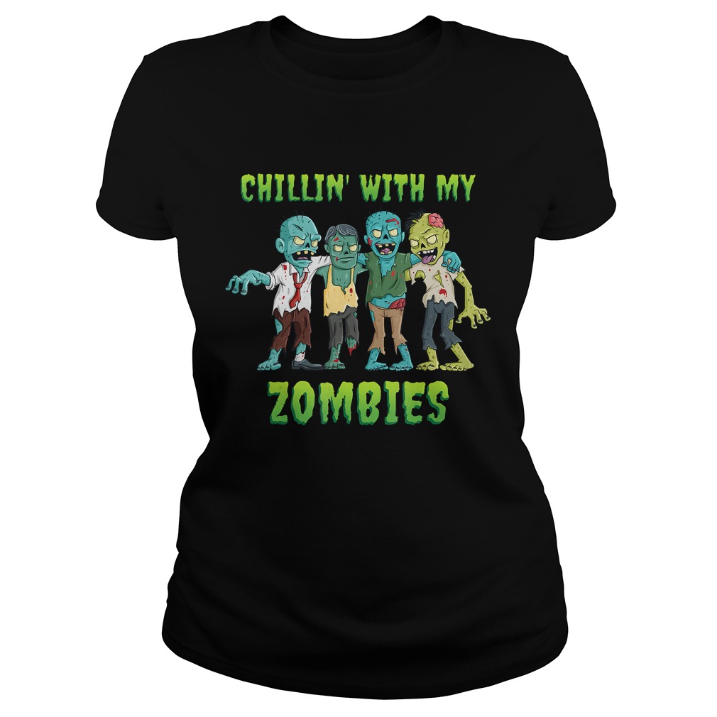 Chillin With My Zombies Halloween Boys Kids Funny TShirt Classic Ladies