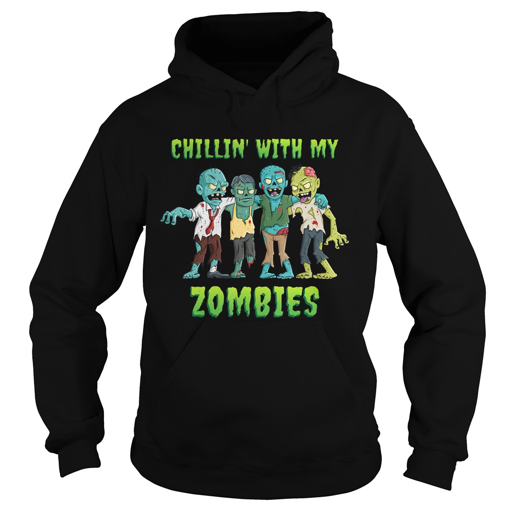 Chillin With My Zombies Halloween Boys Kids Funny TShirt Hoodie