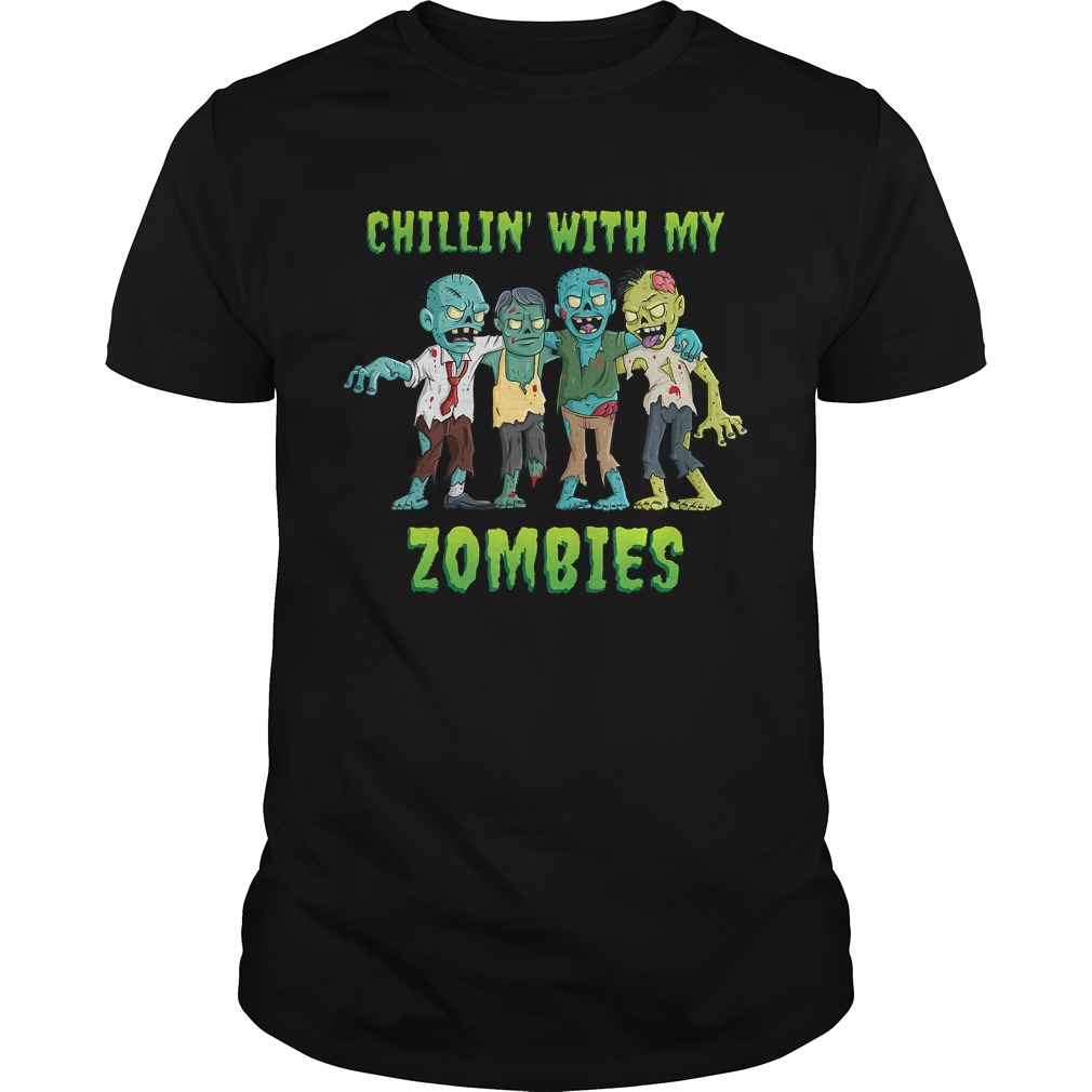 Chillin With My Zombies Halloween Boys Kids Funny TShirt