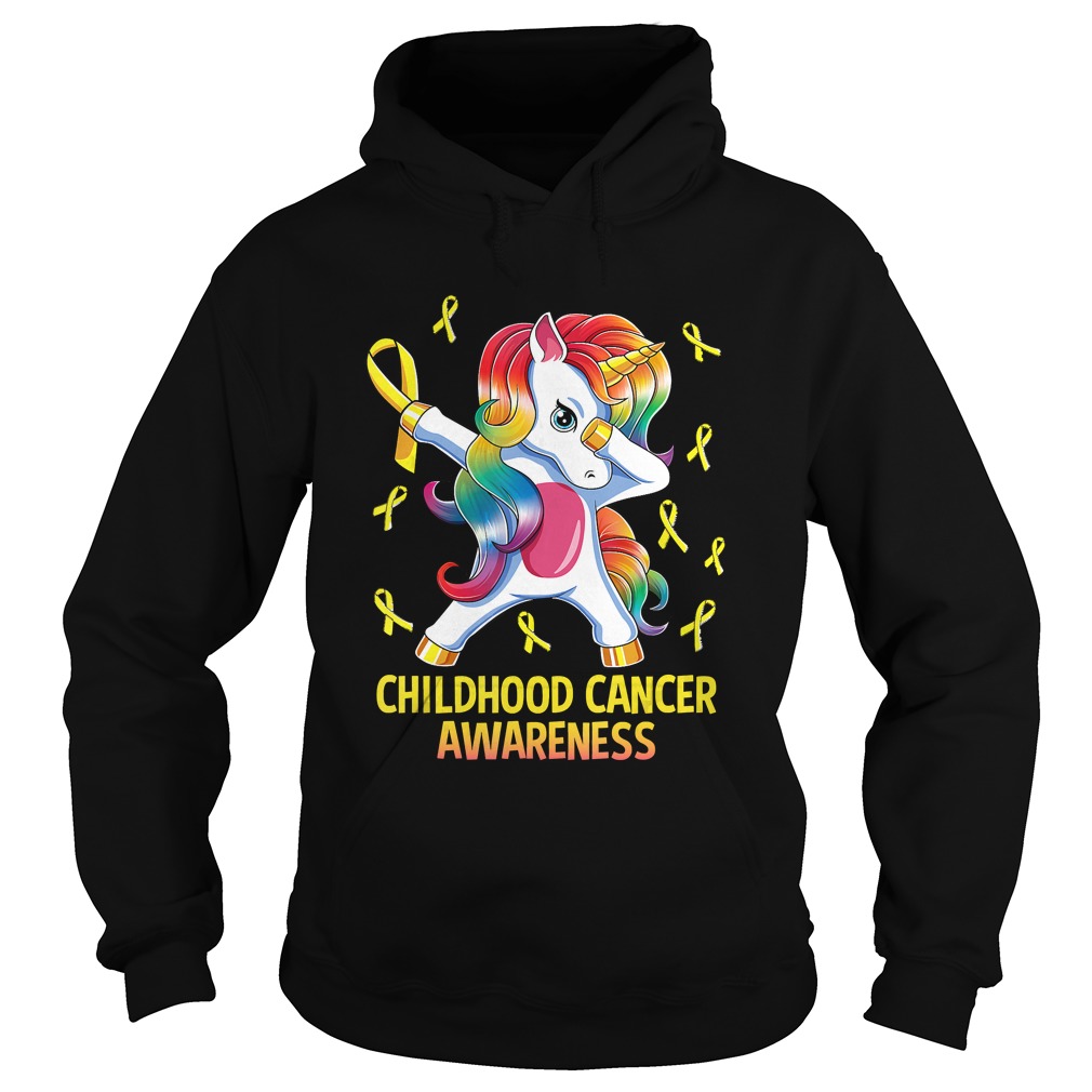 Dabbing Unicorn Childhood Cancer Awareness Warrior Gift TShirt Hoodie