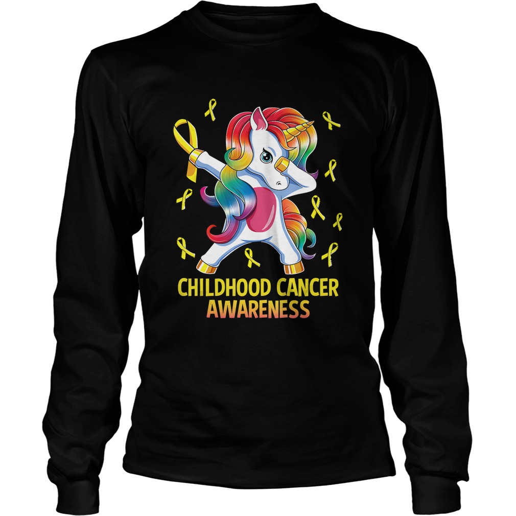 Dabbing Unicorn Childhood Cancer Awareness Warrior Gift TShirt LongSleeve