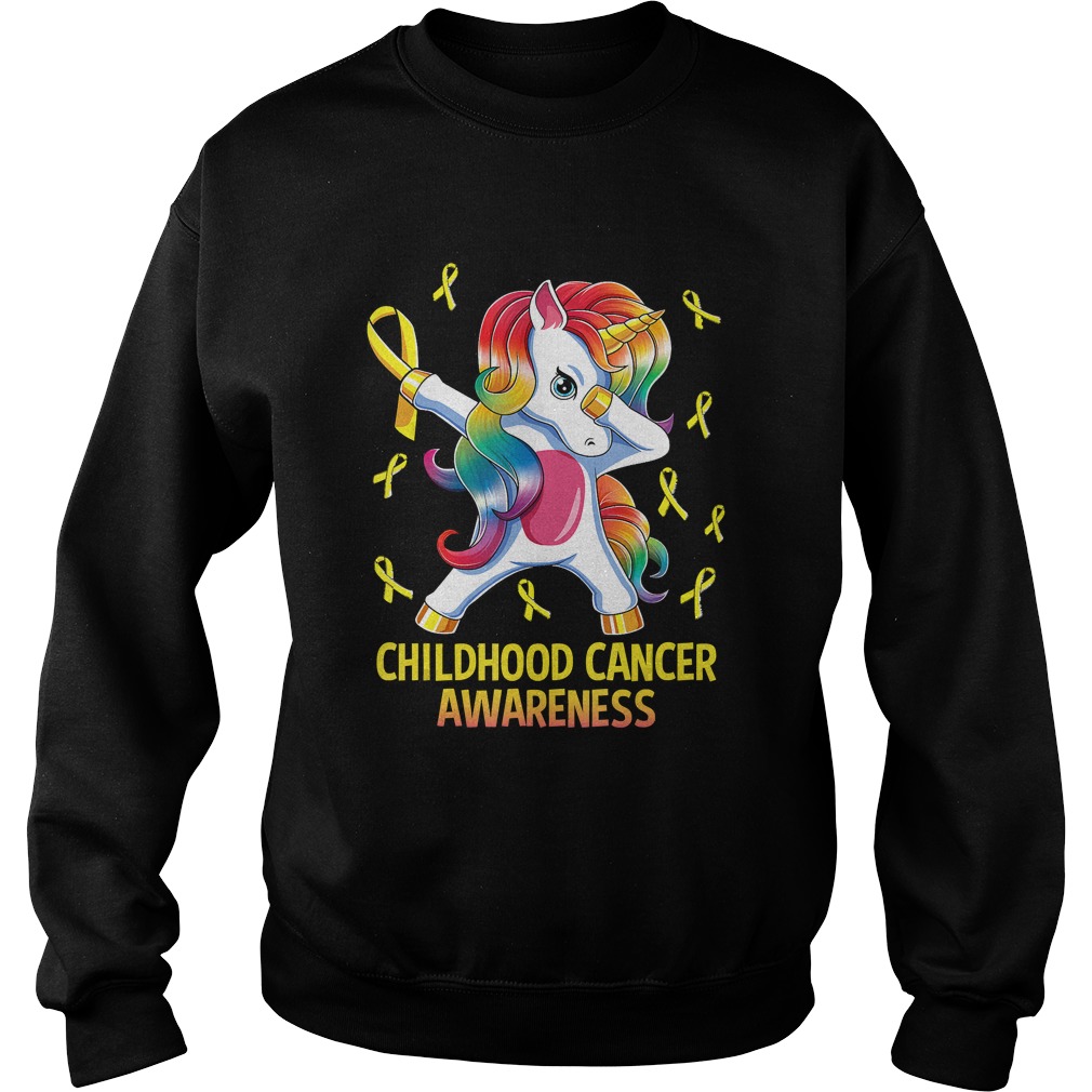 Dabbing Unicorn Childhood Cancer Awareness Warrior Gift TShirt Sweatshirt