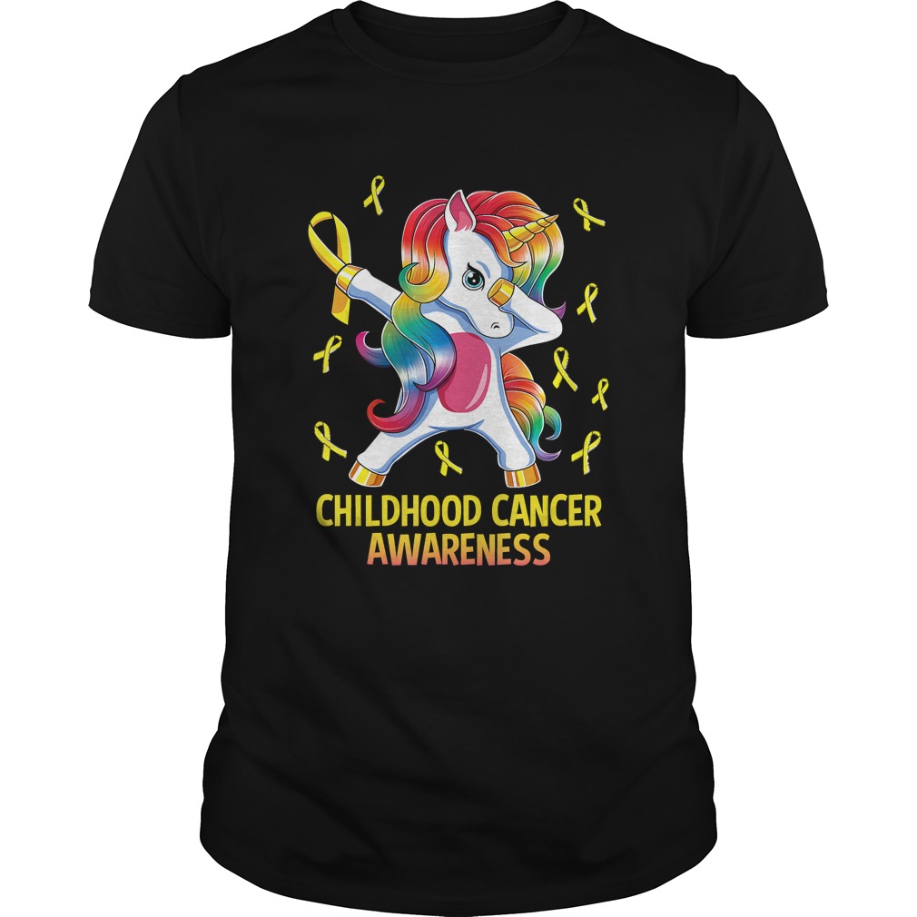 Dabbing Unicorn Childhood Cancer Awareness Warrior Gift TShirt
