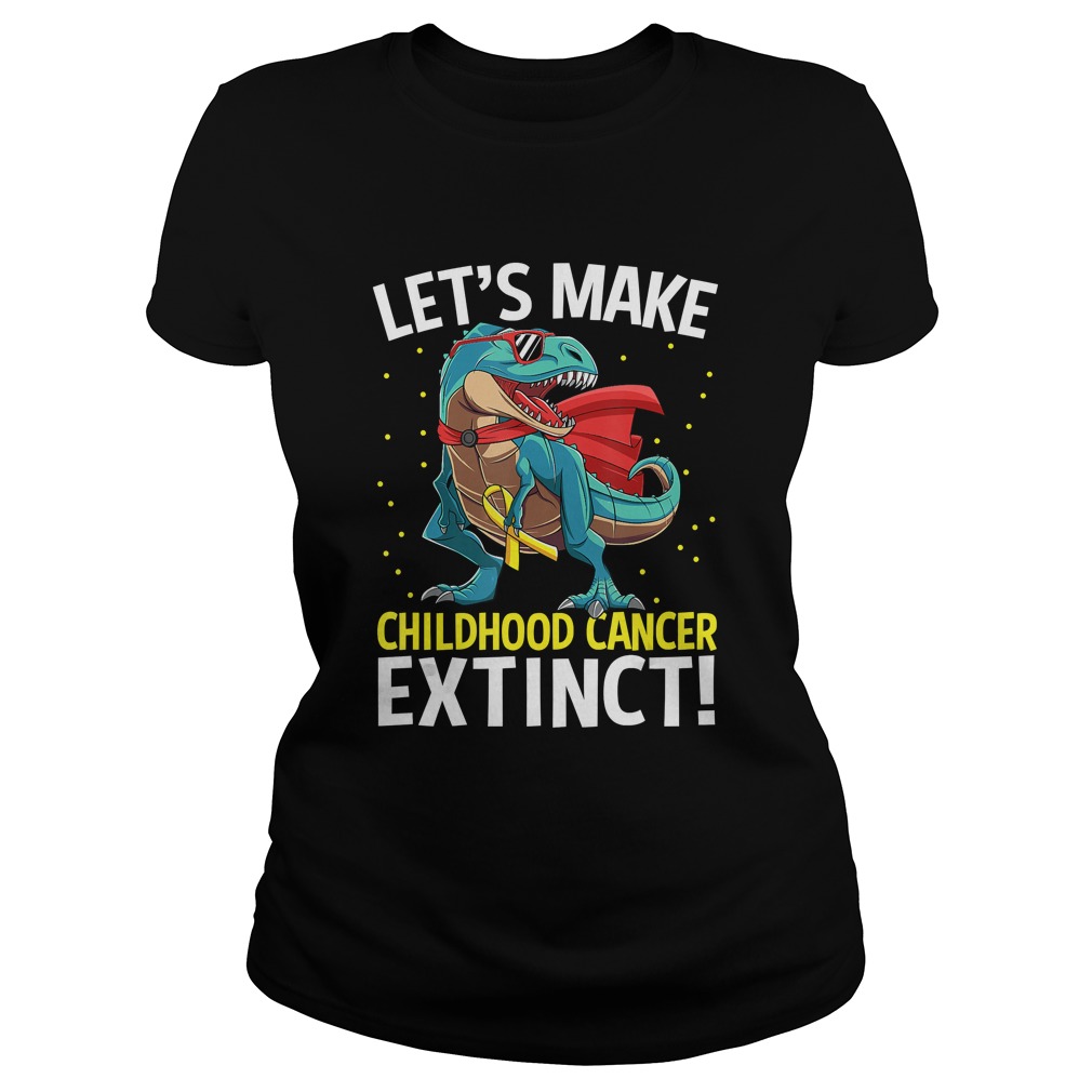 Dinosaur TRex Childhood Cancer Awareness Warrior Gift Shirt Classic Ladies
