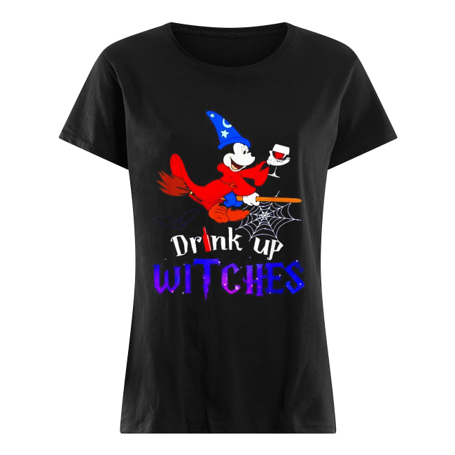 Drink up Witches Mickey Mouse wine Halloween Classic Women's T-shirt
